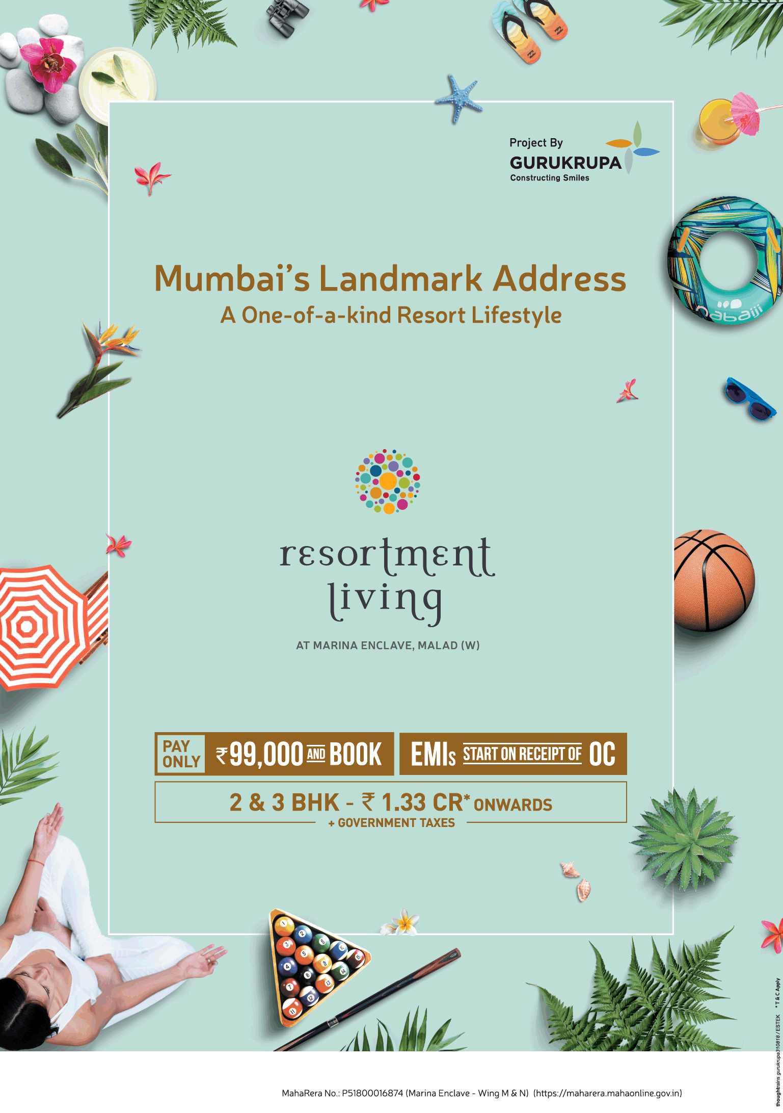 Pay only Rs. 99000 and book your home at Gurukrupa Resortment Living in Mumbai